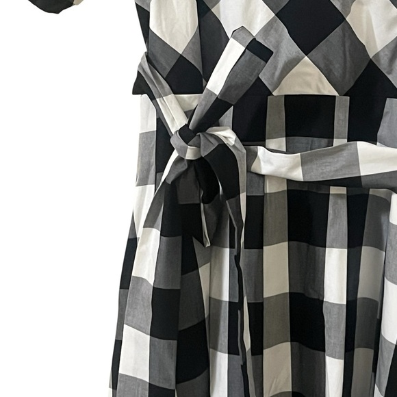 Talbots NWOT zinnia gingham fit & flare poplin midi dress in black white - Picture 10 of 13